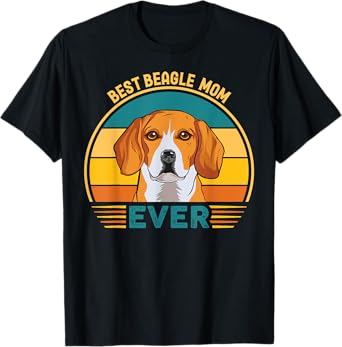 Best Beagle Mom Ever | Dog Lover Retro Sunset Tee T-Shirt