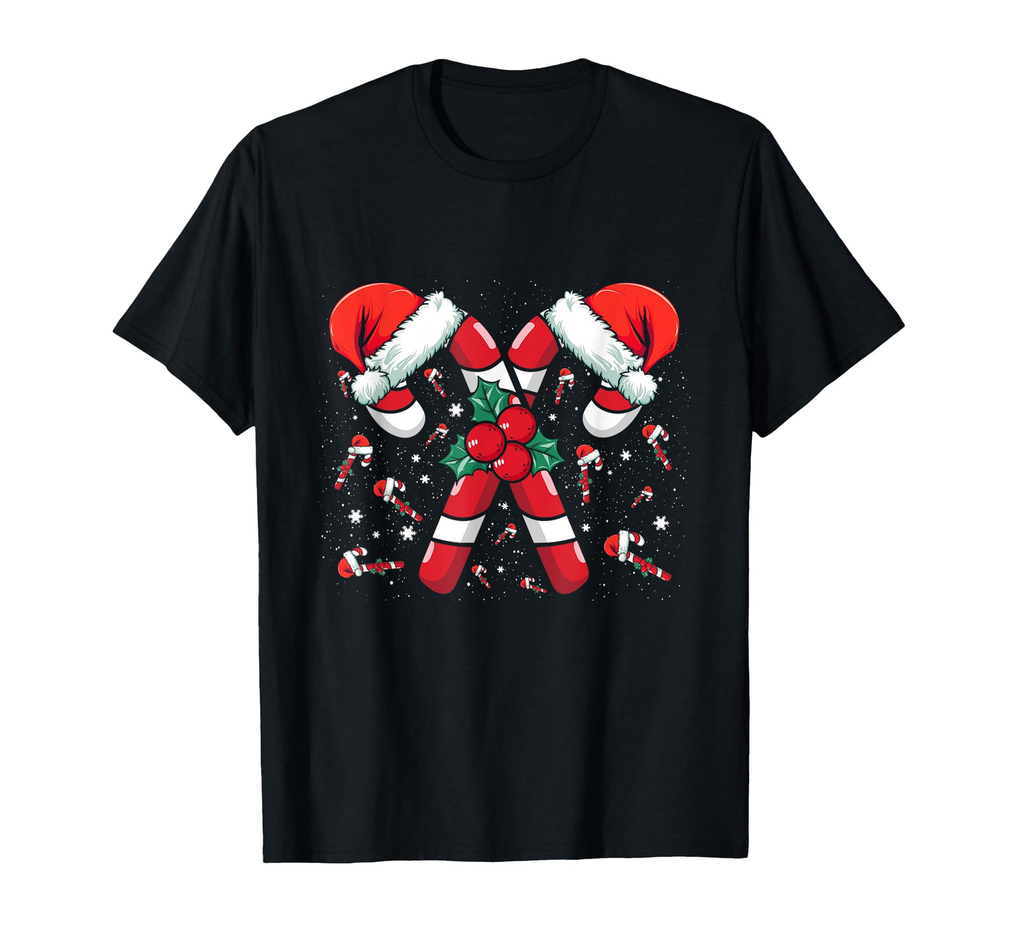 Candy Cane Merry Xmas Bright Red and White Candy Christmas T-Shirt