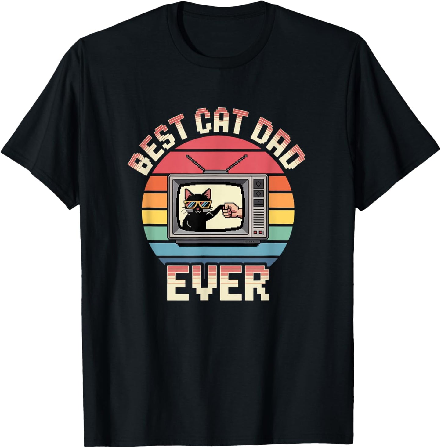 Best Cat Dad Ever Retro Vintage Cat Dad T-Shirt