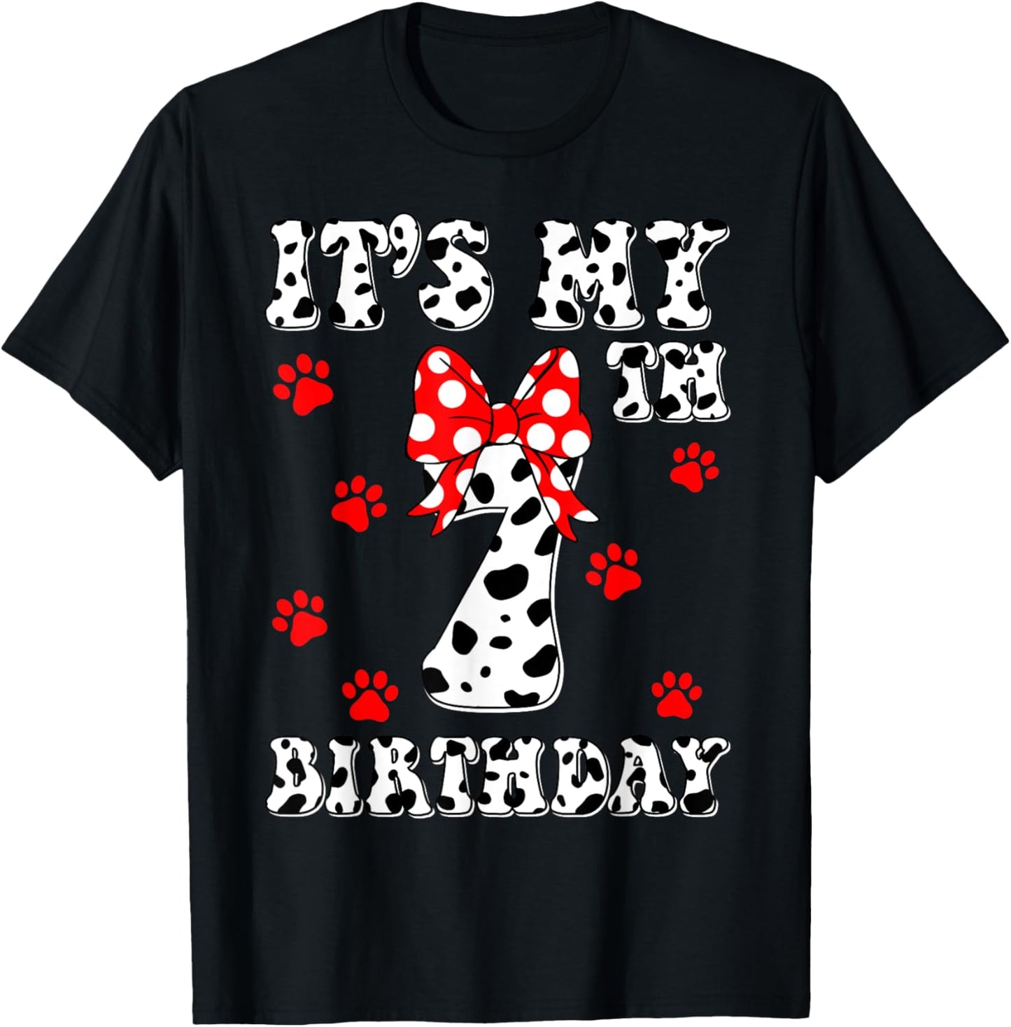 I'm 7 Years Old Kids Dalmatian It's My Birthday Boy Girl T-Shirt