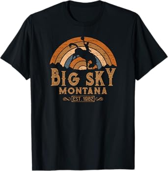 Big Sky Montana MT Retro Style Rodeo Cowboy T-Shirt