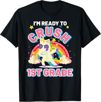 Welcome Back To School Unicorn Crushing 1st Grade T-Shirt