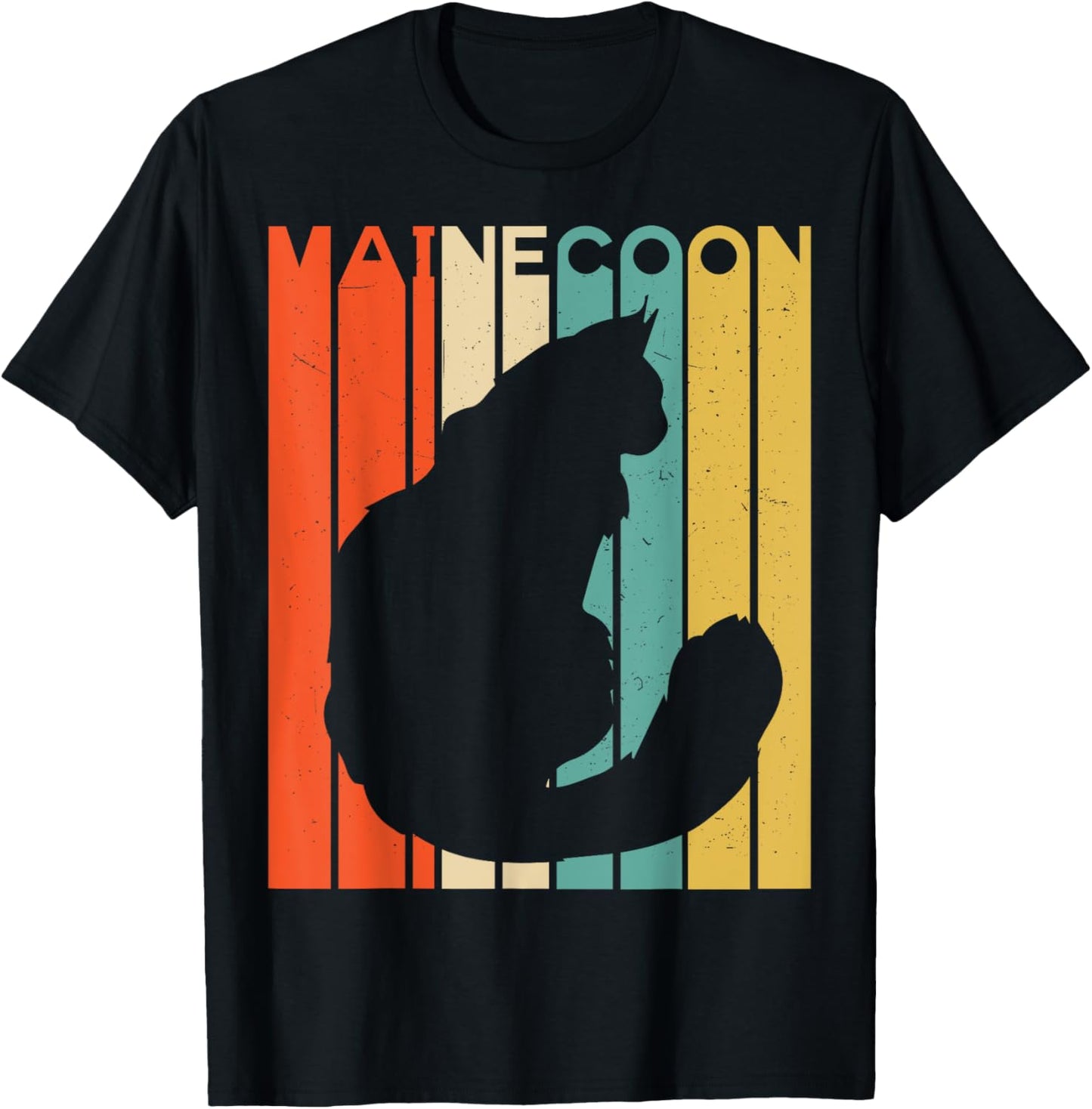 Retro Vintage Maine Coon Cat Silhouette Maine Coon Lover T-Shirt