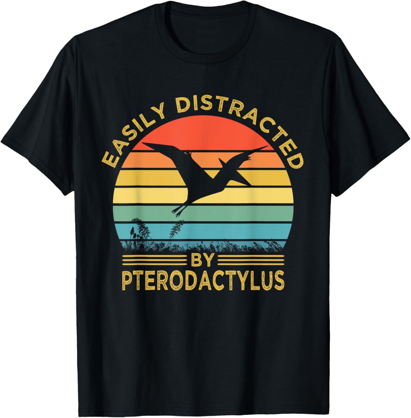 Easily Distracted By Pterodactyl Vintage Funny Pterodactyl T-Shirt