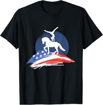 Equestrian Vaulting US-Flag Horses I Vault T-Shirt