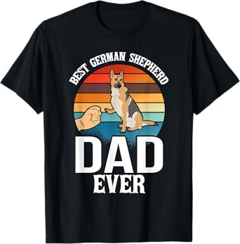 Best Dog Dad Ever German Shepherd Retro Vintage T-Shirt
