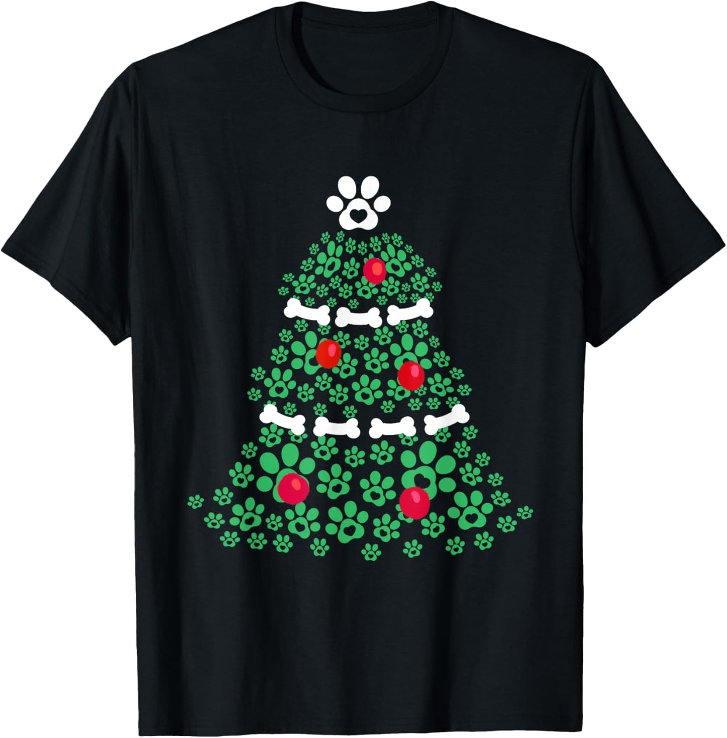 Cute Xmas Dog Paw Christmas Tree Puppy Lovers Men Women Kids T-Shirt