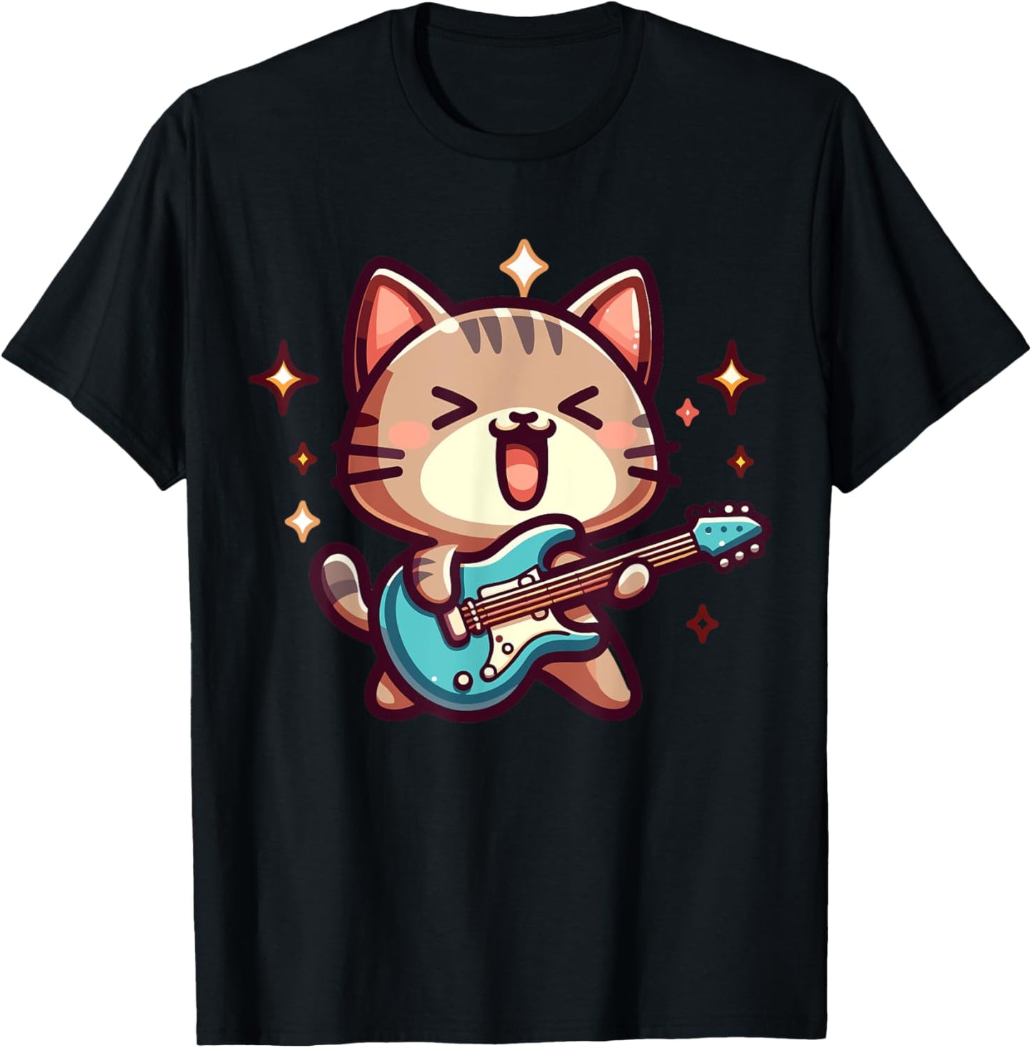 Rock and Roll Cat Guitar T-Shirt