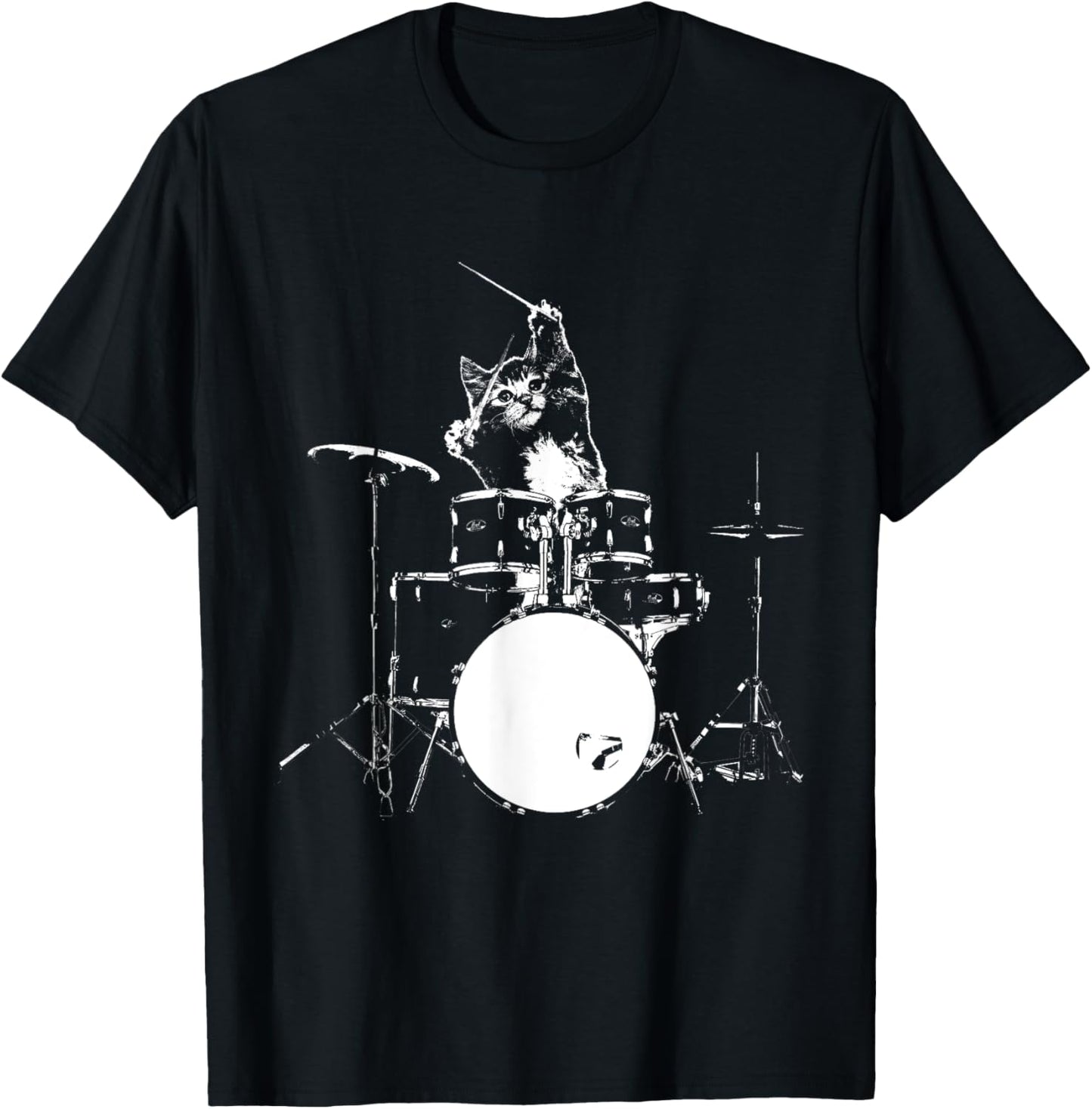 Funny Cat Shirt Cat Playing Drums Shirt Funny Drummer Shirts T-Shirt