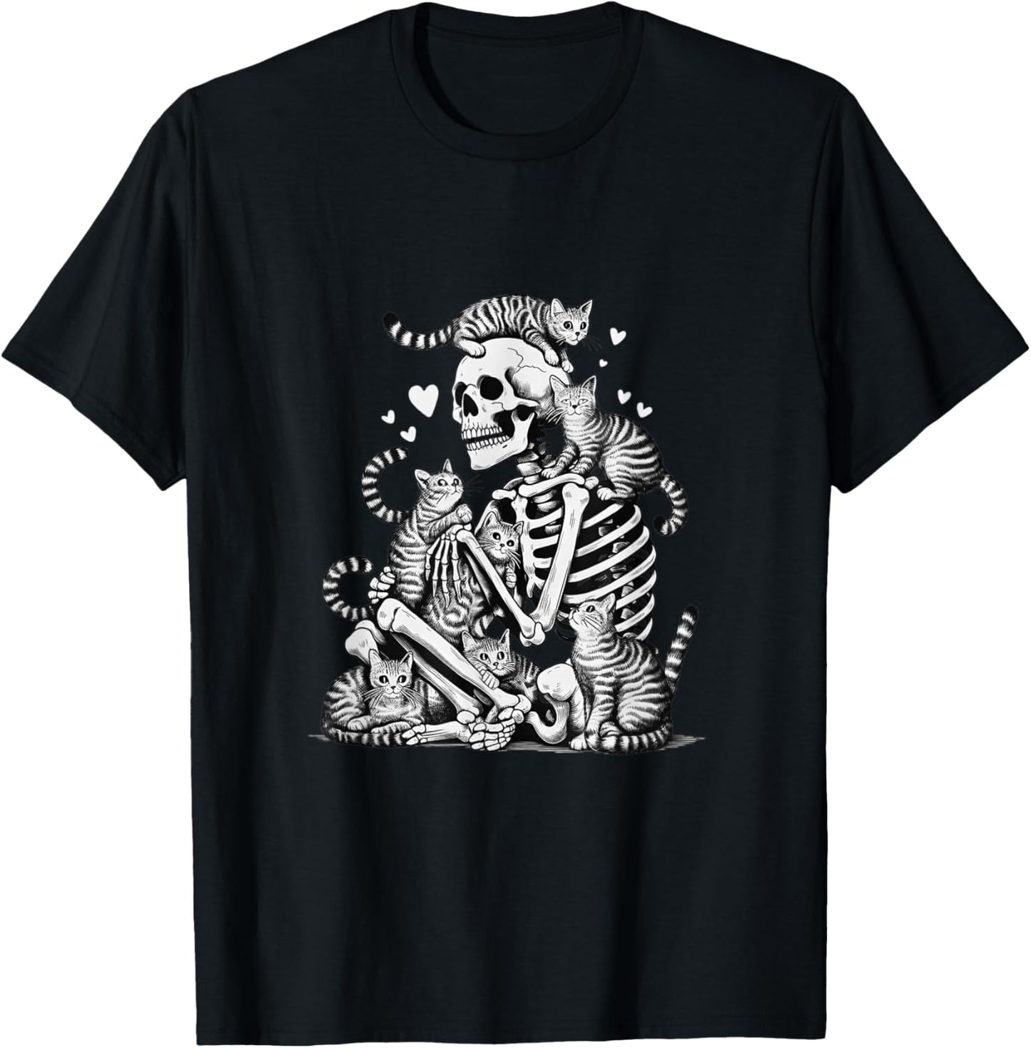 Skeleton Cat Skull Kitty Cute Halloween Men Women Kids Goth T-Shirt