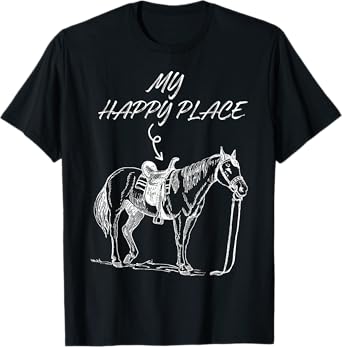 My Happy Place Horse Lover Horseback Riding Equestrian Gifts T-Shirt