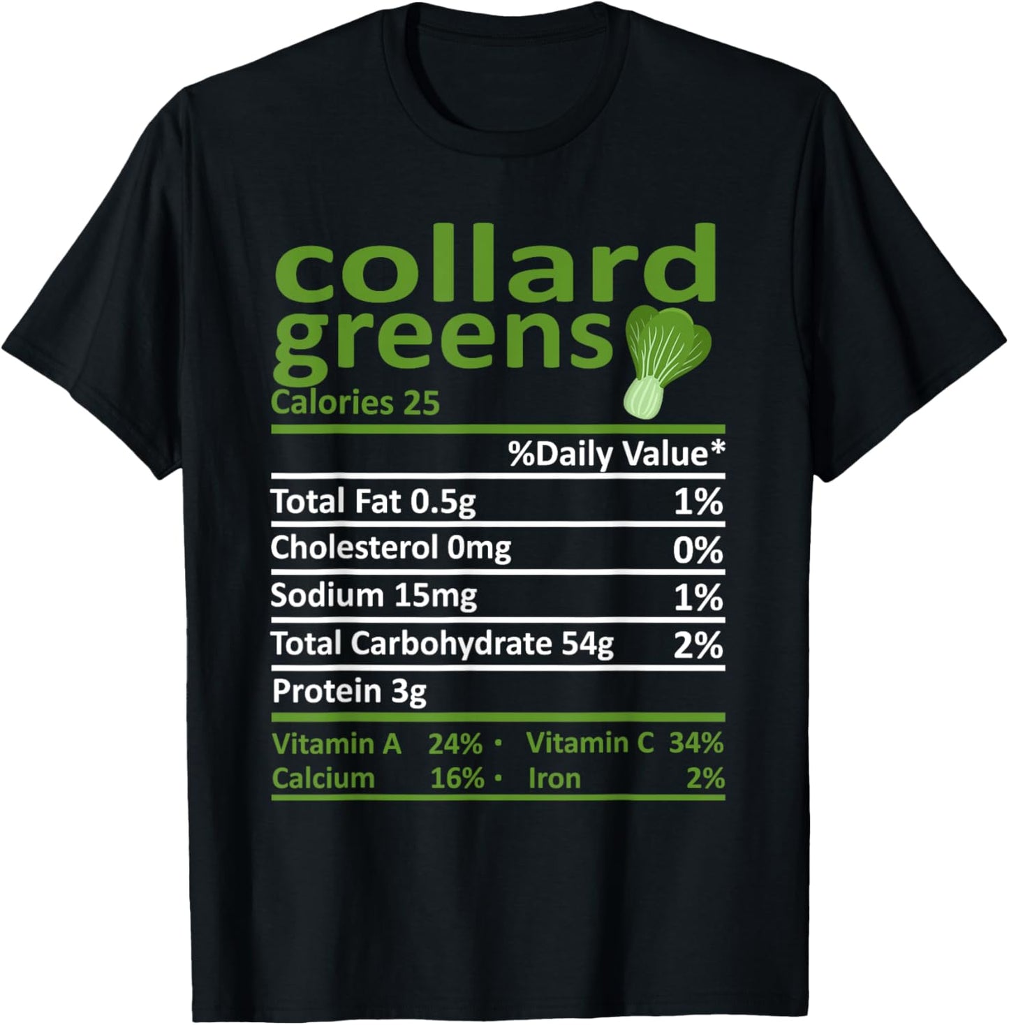 Collard Greens Nutrition Food Thanksgiving Costume Christmas T-Shirt