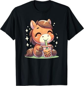 Kawaii Horses Bubble Tea Boba Horse T-Shirt