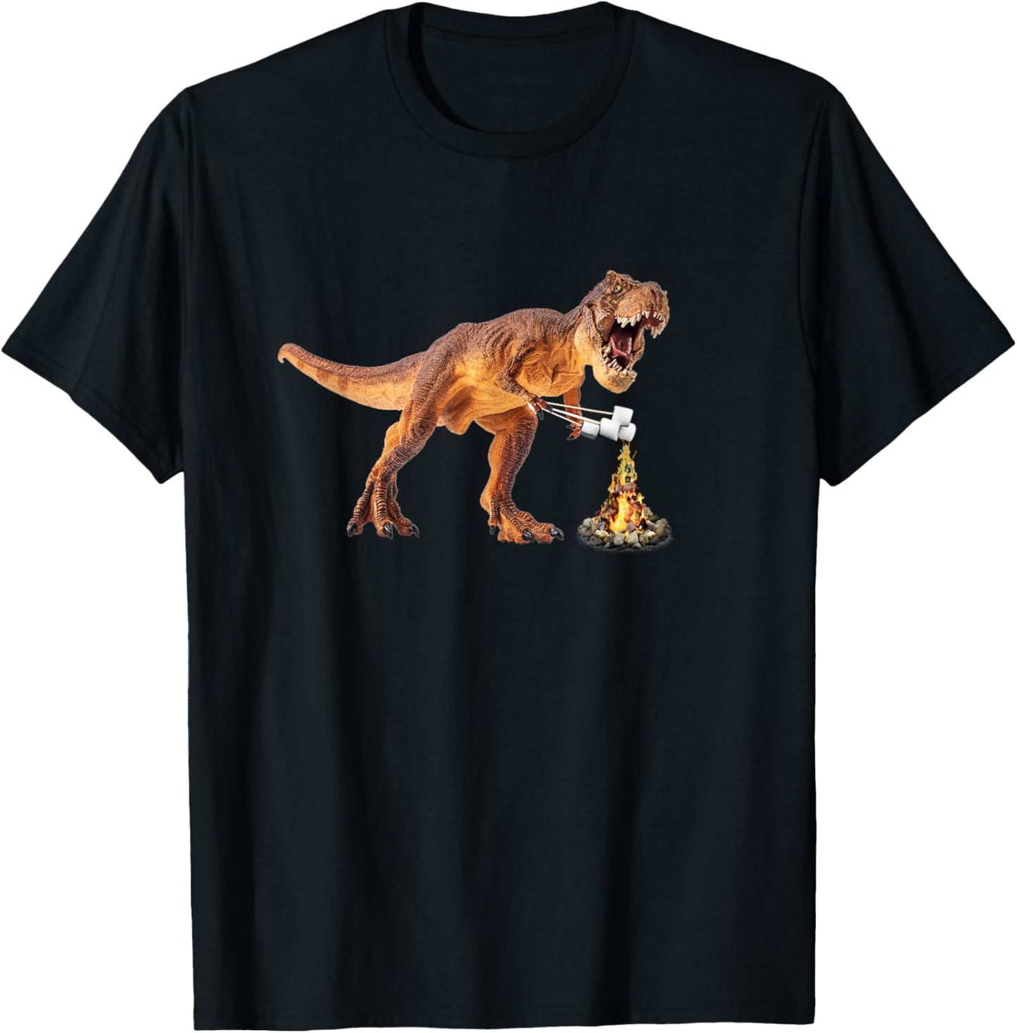 T-Rex Roasting Marshmallow Funny Dinosaur Camping Art T-Shirt