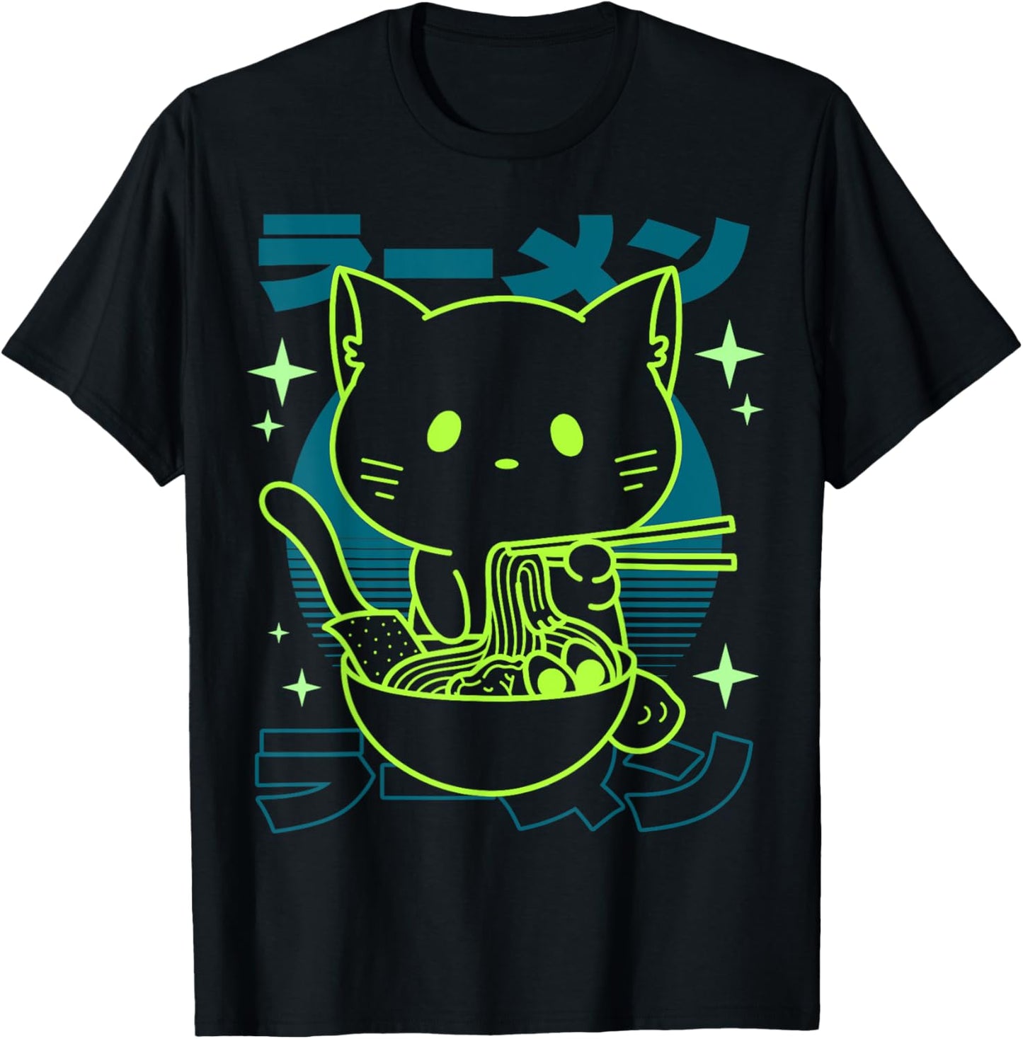 Anime Ramen Cat Japanese Retro Noodles Aesthetic Kawaii Cat T-Shirt