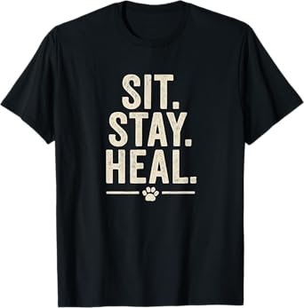Sit. Stay. Heal. Vintage Pet Therapy Style. T-Shirt
