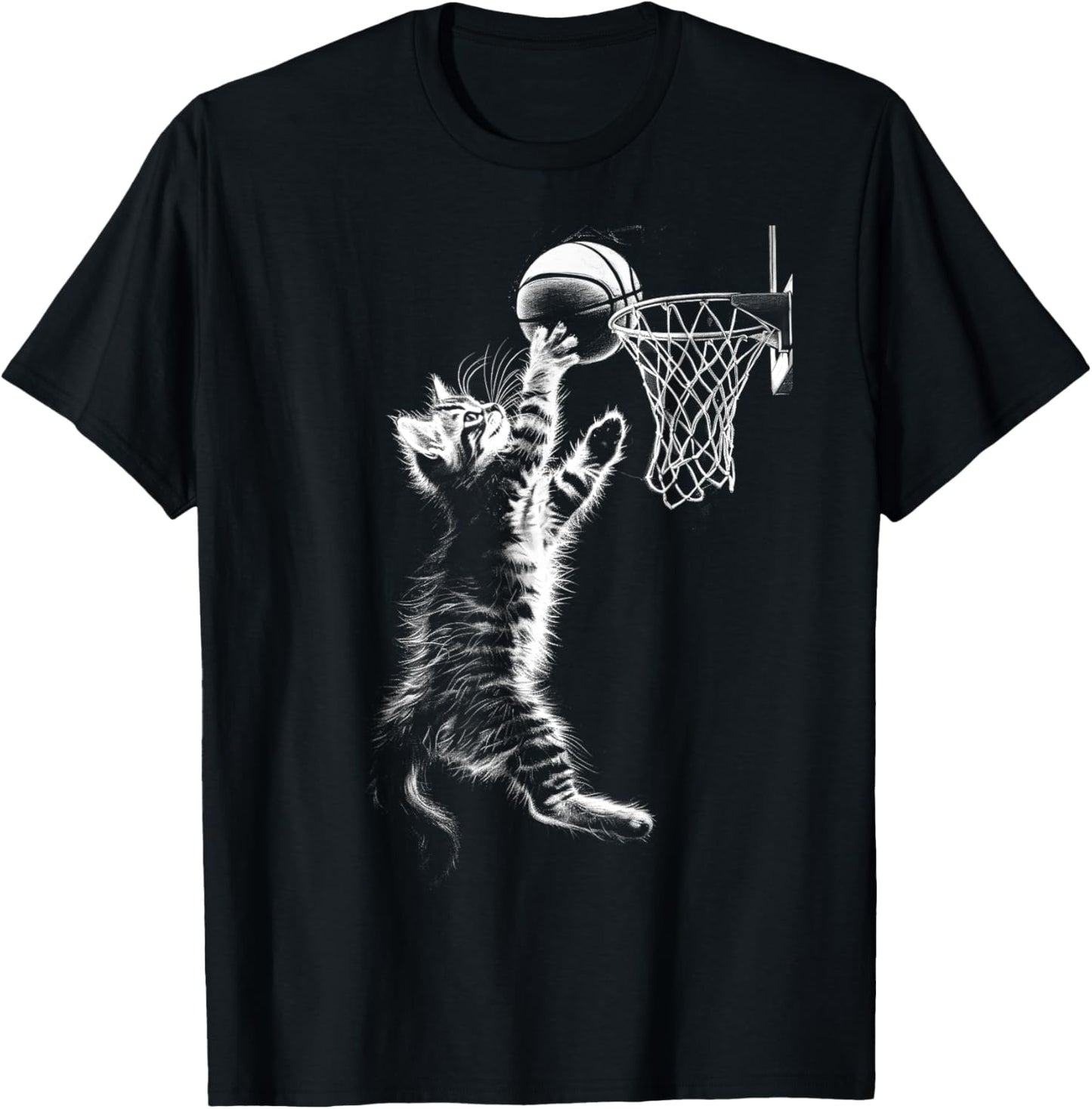 Cute Basketball Cat Funny Cat Playing Basketball T-Shirt