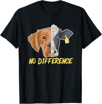 No Difference Vegan Vegetarian Gift Cow Dog Animal Lover T-Shirt for Men Women Girls Kids