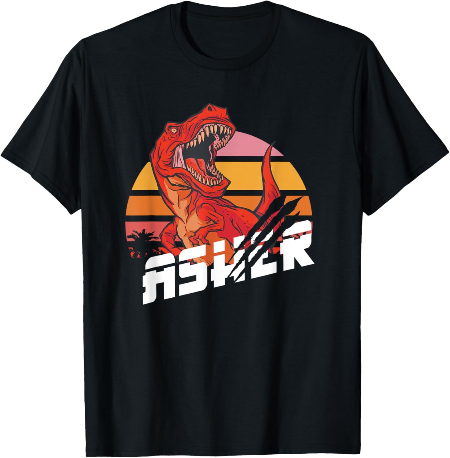 ASHER - Cute Boys Name with cool T-REX T-Shirt