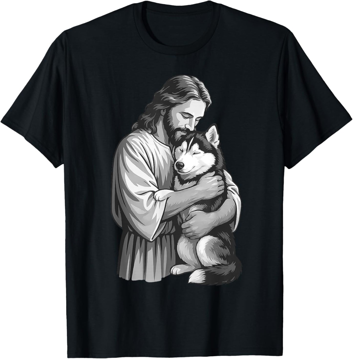 Husky And Jesus Christian Faith Dog Lover T-Shirt