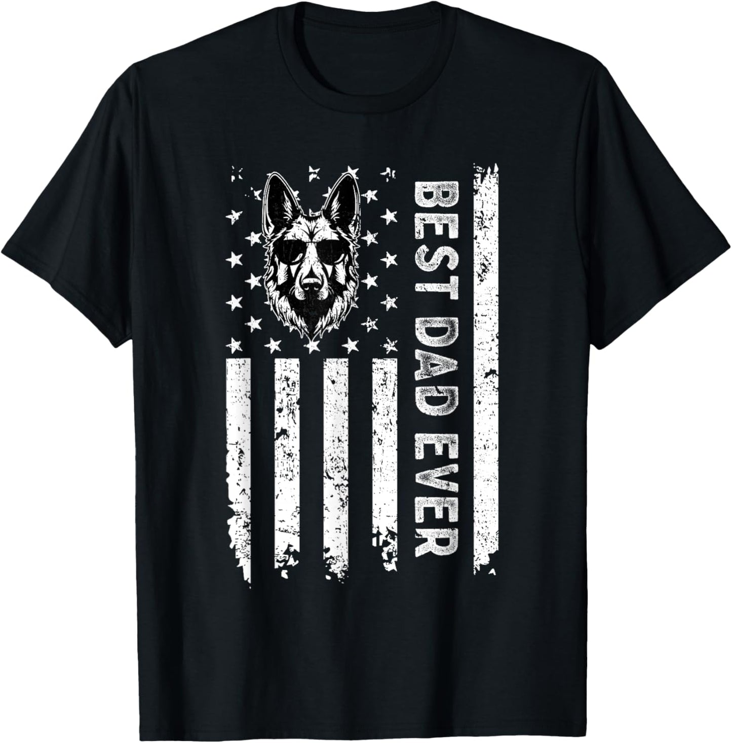 Best German Shepherd Dog Dad Ever Fathers Day USA Flag T-Shirt