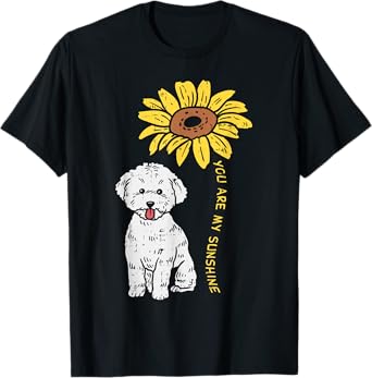 BoredKoalas You Are My Sunshine Bichon Frise Sunflower Unisex-Adults Kids Dog Lover T-Shirt