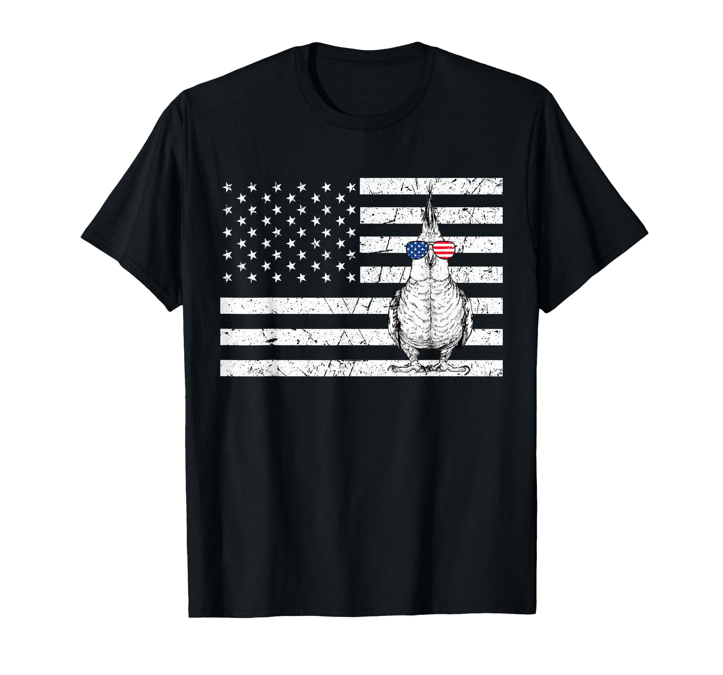 Cockatiel 4th of July Bird US American Flag Patriotic T-Shirt