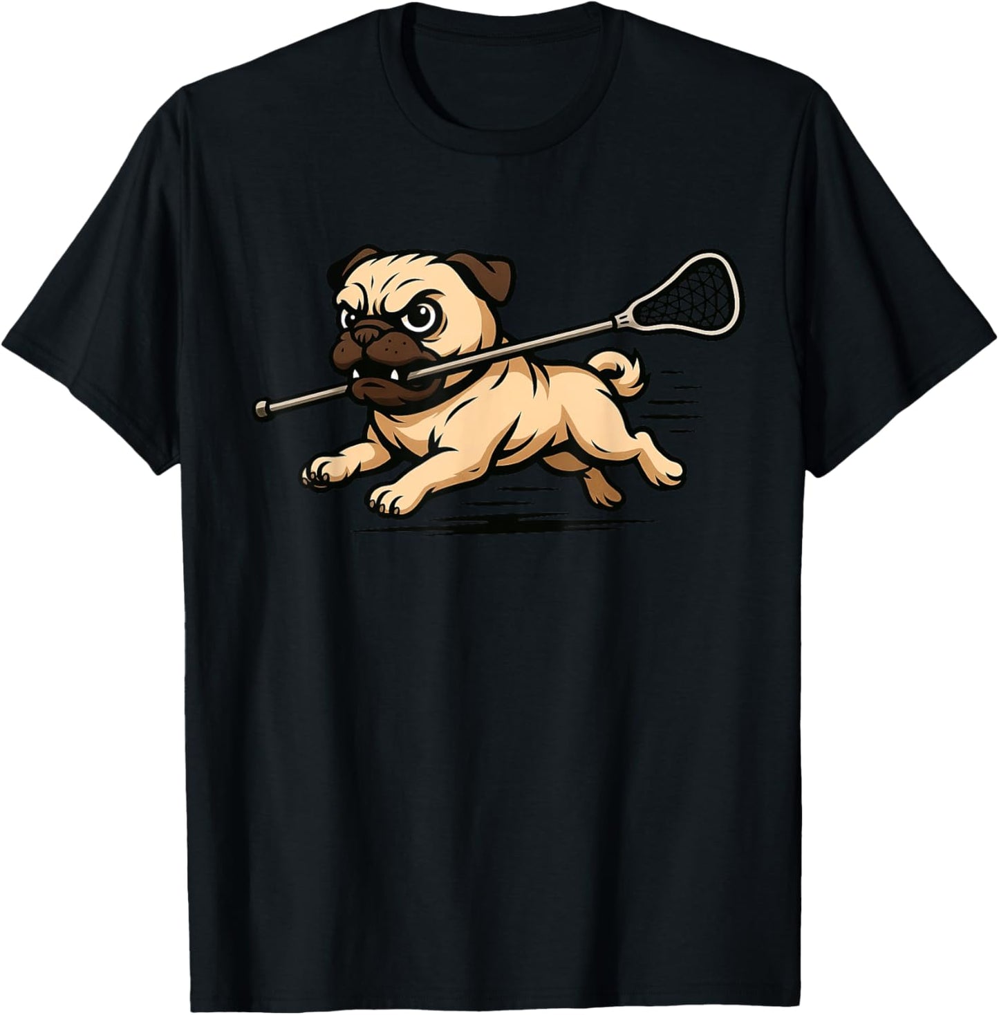 Pug Playing Lacrosse Lax Player Dog Lover T-Shirt