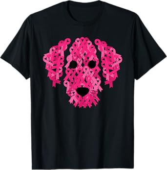 Pink Ribbon Dog Inspirational Breast Cancer Awareness Gift T-Shirt