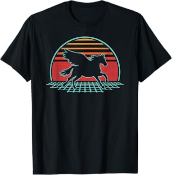 Pegasus Horse Lover Retro Vintage 80s Style Gift T-Shirt