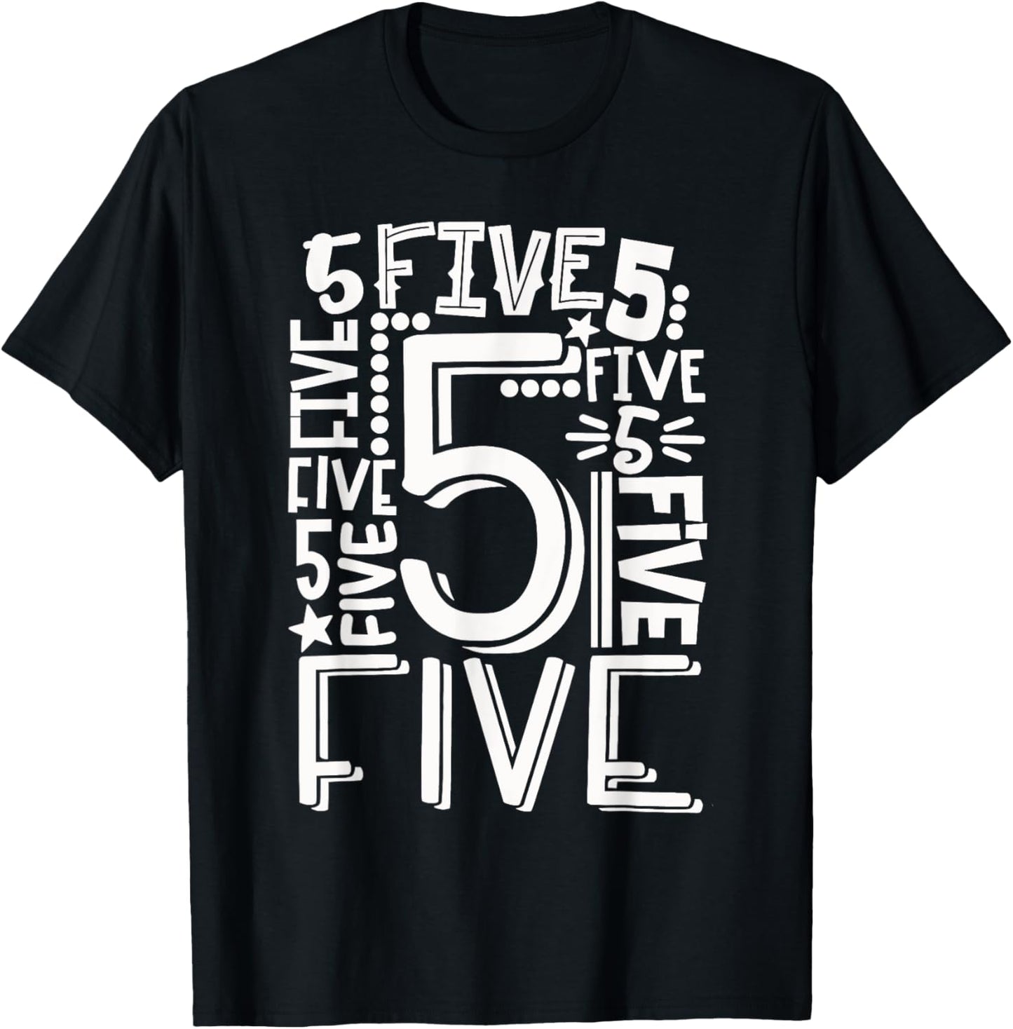 Typography 5 Year Old Gifts 5th Birthday Boy Girl T-Shirt