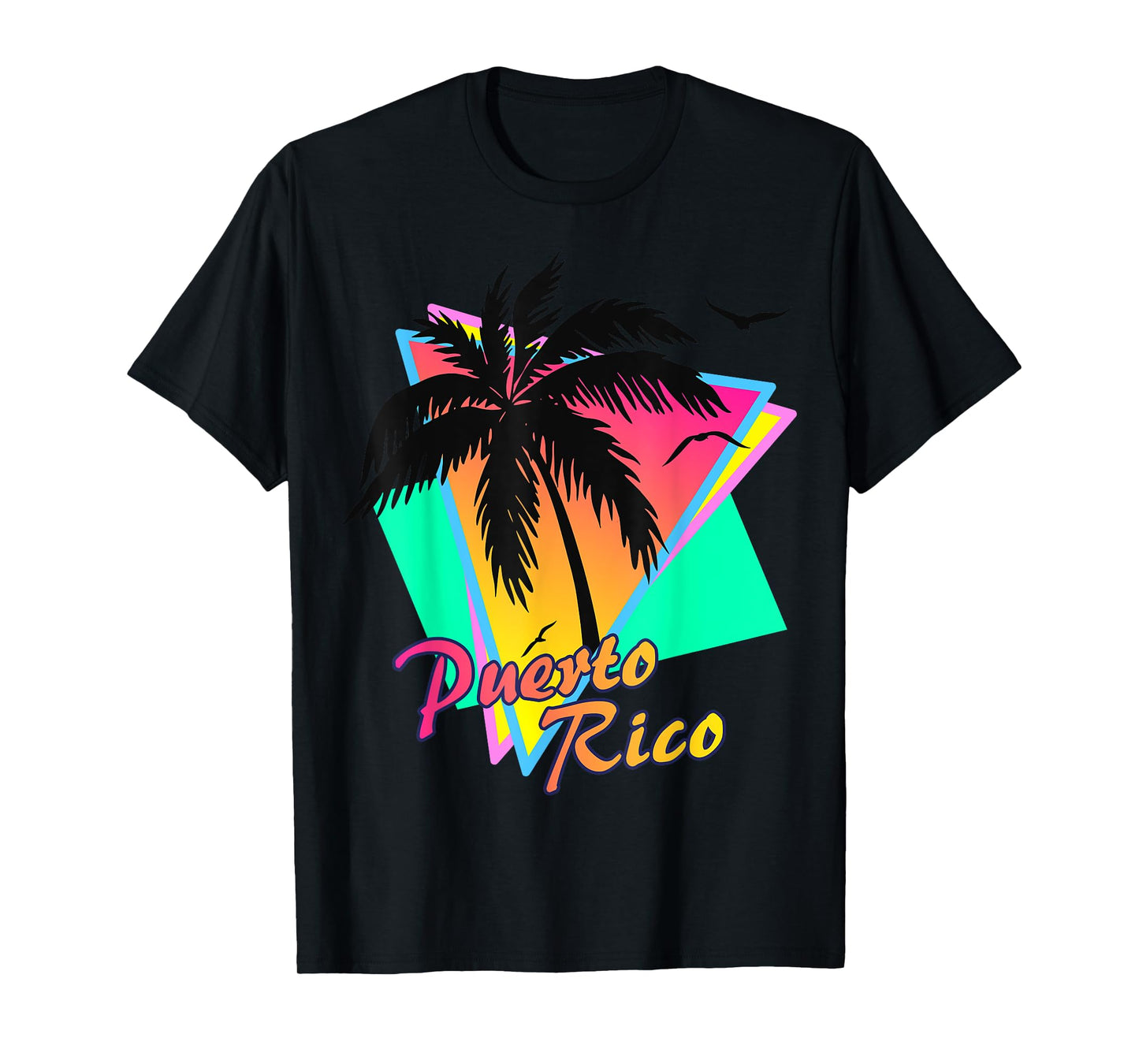 Puerto Rico 80s Tropical Summer Beach Palm Tree Sunset Men Women Kids T-Shirt