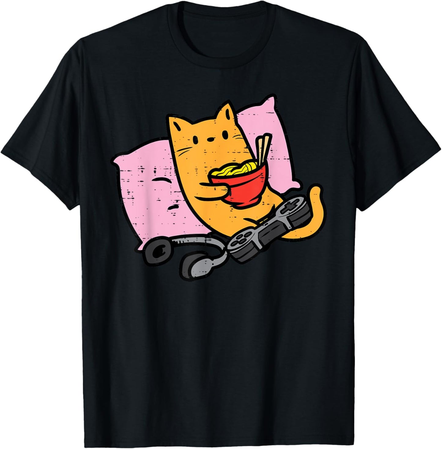 Gamer Cat Ramen Kawaii Gaming Japanese Women Girls Kids Teen T-Shirt