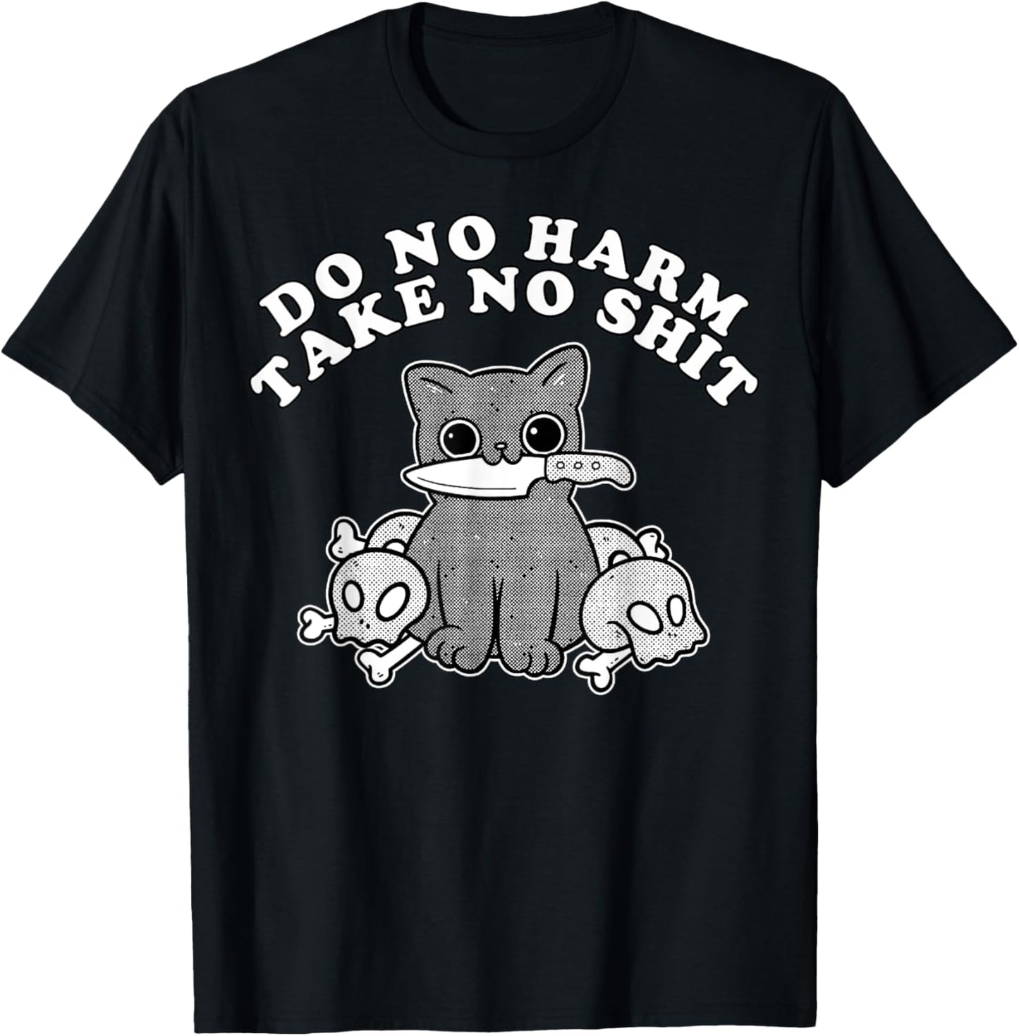 Vintage Retro Do No Harm Take No Shit Funny Cat Humor Gift T-Shirt
