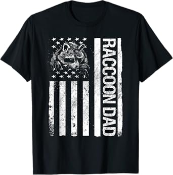 Raccoon Dad American USA Flag Funny Pet Raccoon Lover T-Shirt