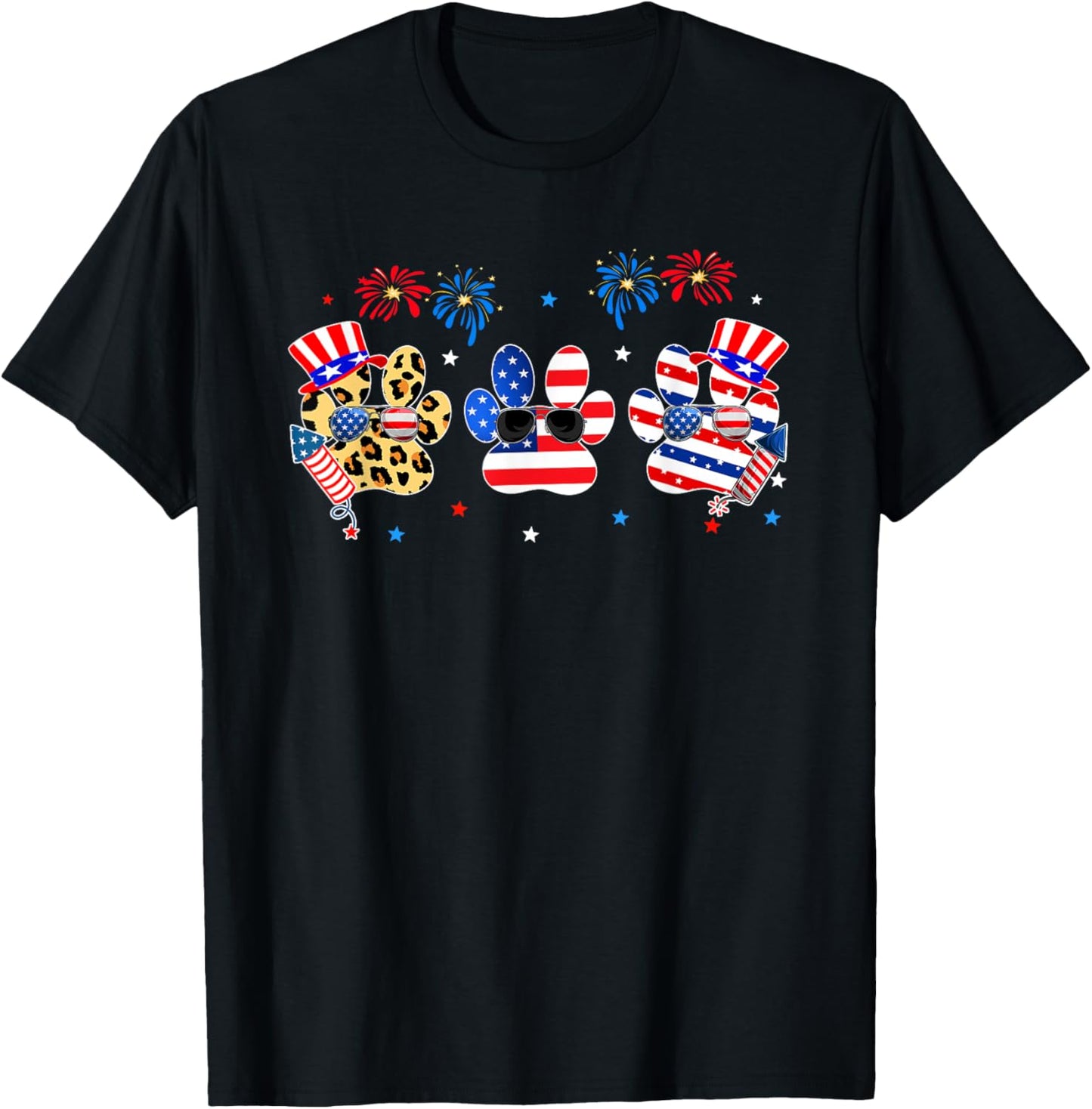 Vintage USA Flag 4th Of July Paw Print Patriotic Dog Lover T-Shirt