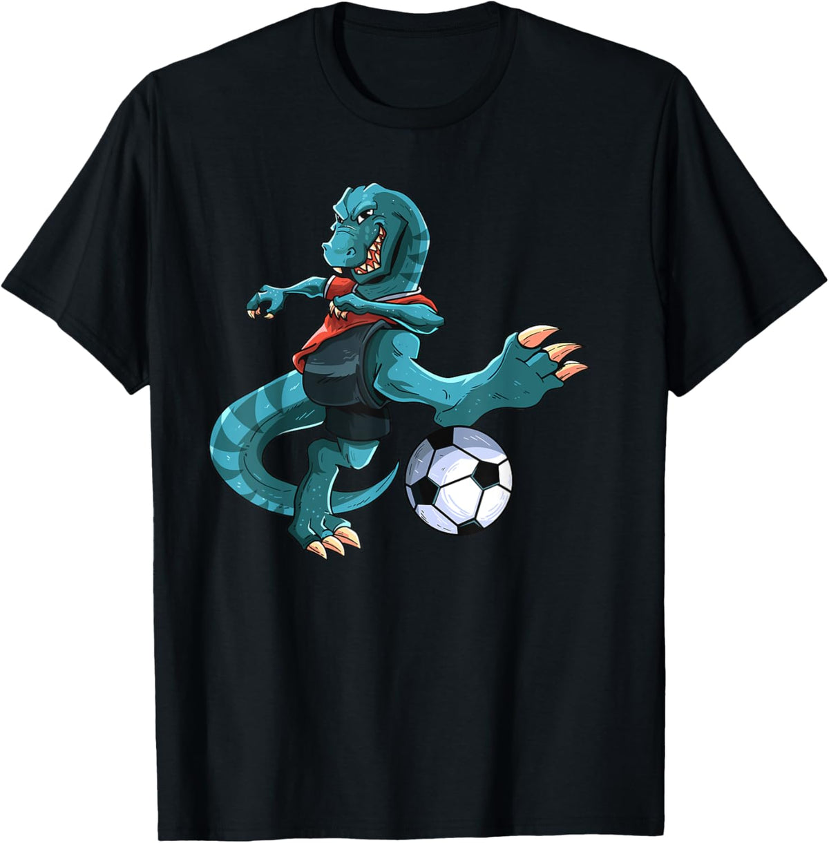 Funny Dino Soccer Player T-Rex Lover Football Game Kids Boys T-Shirt