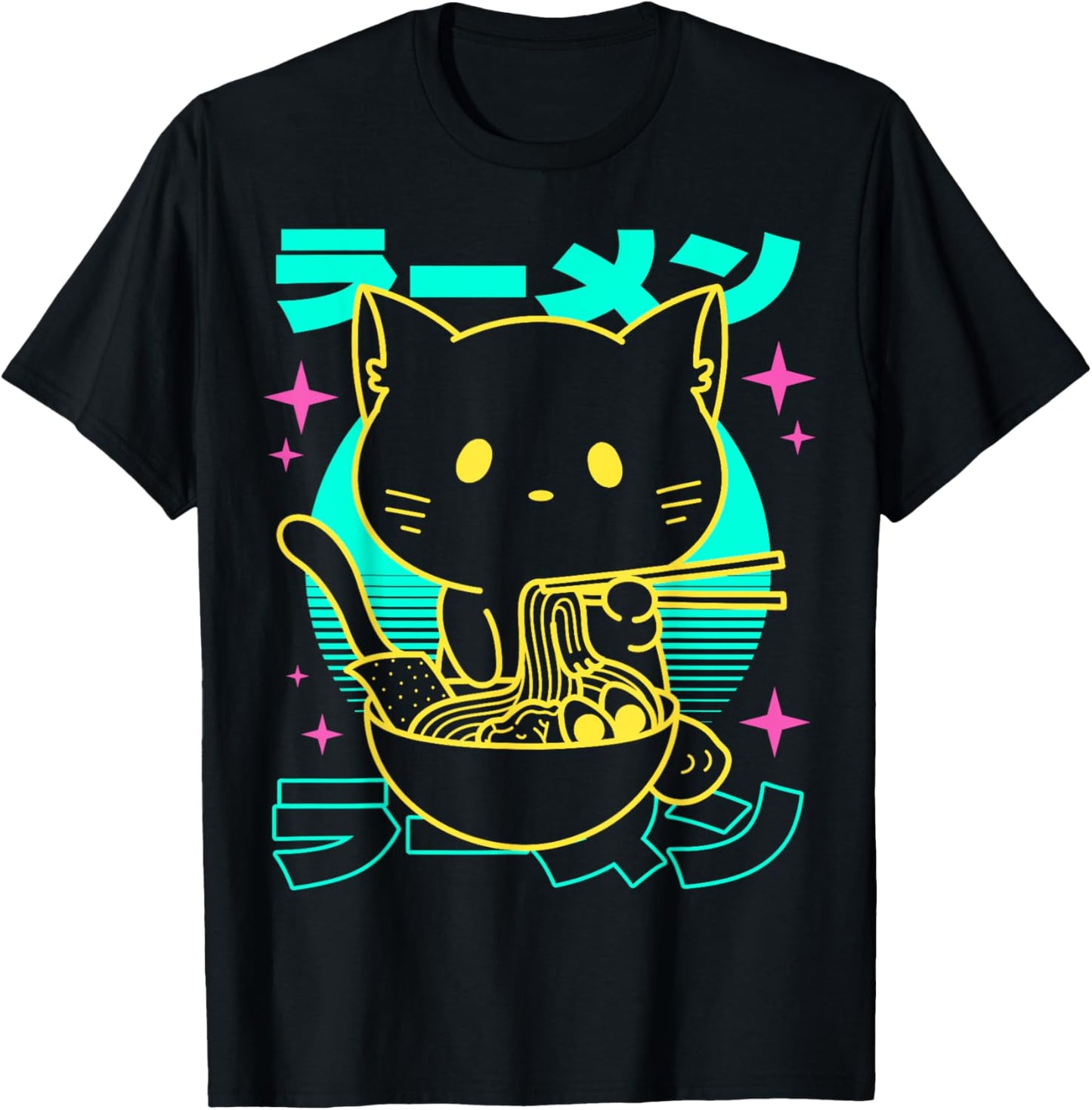 Anime Ramen Cat Japanese Retro Noodles Aesthetic Kawaii Cat T-Shirt