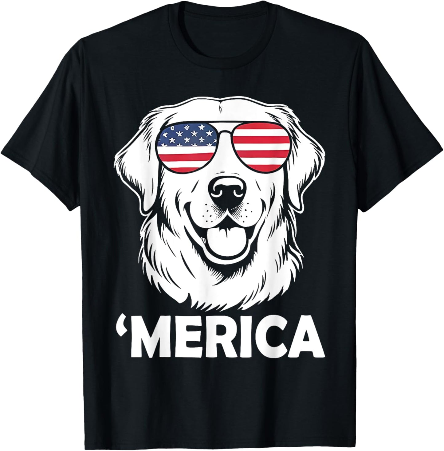 Merica Golden Retriever Patriotic Dog American Flag 4th July T-Shirt