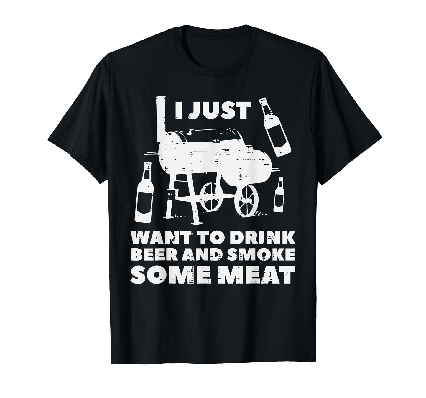 Just Want To Grill Some Meat Fun Bbq Barbecue Grill Dad Men T-Shirt