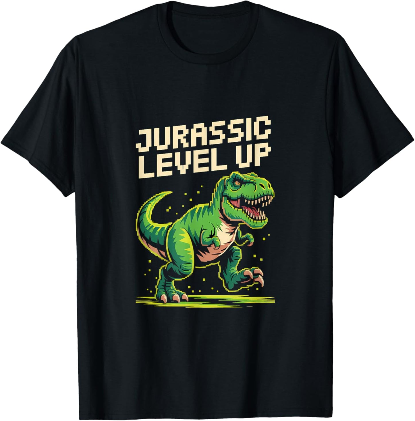 Jurassic Level Up Pixel Dinosaur Birthday Gamer T-Shirt