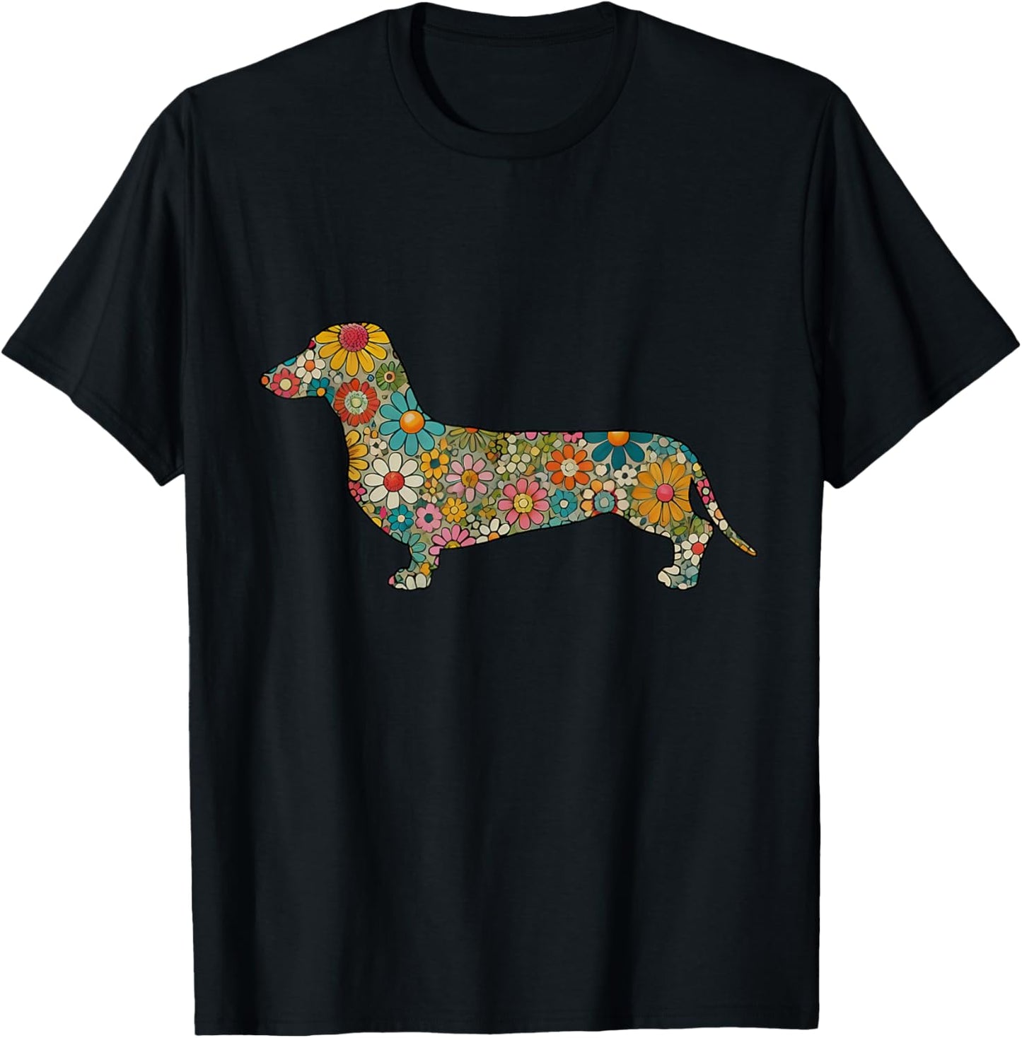Floral Dachshund Cute Pet Dog Animal Lover Doxie Mama Women T-Shirt