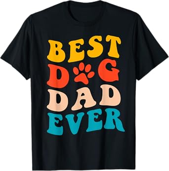 Best Dog Dad Ever T Shirt Fathers Day Dog Dad Retro Vintage T-Shirt
