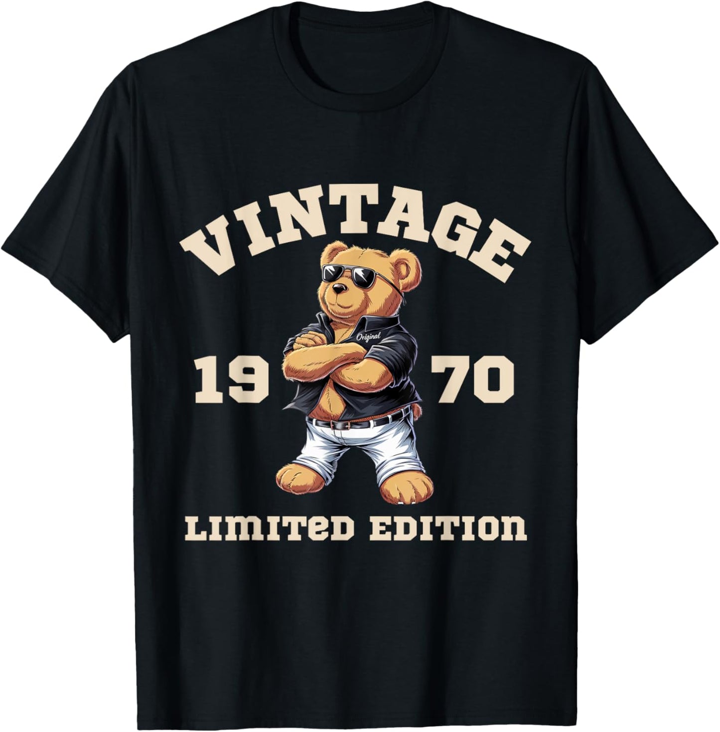 Mens Vintage 55th Birthday 1970 Born Teddy Bear T-Shirt