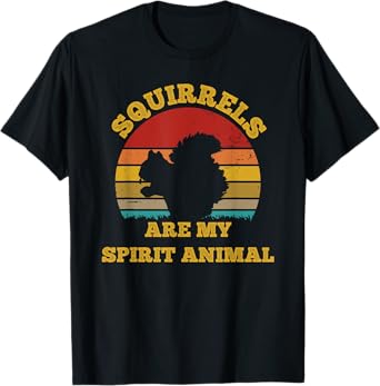 Squirrels Are My Spirit Animal Retro Sunset Vintage T-Shirt