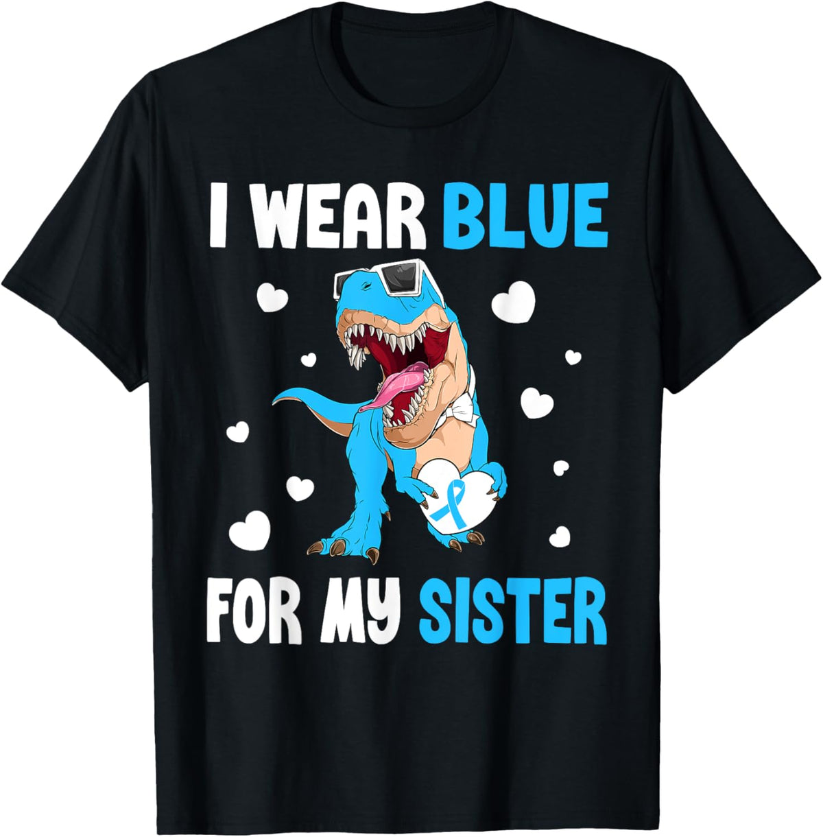 I Wear Bleu For My Sister Dinosaur Diabetes Awareness T-Shirt