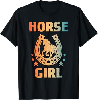 Horse Art For Women Girls Kids Horseback Riding Equestrian T-Shirt