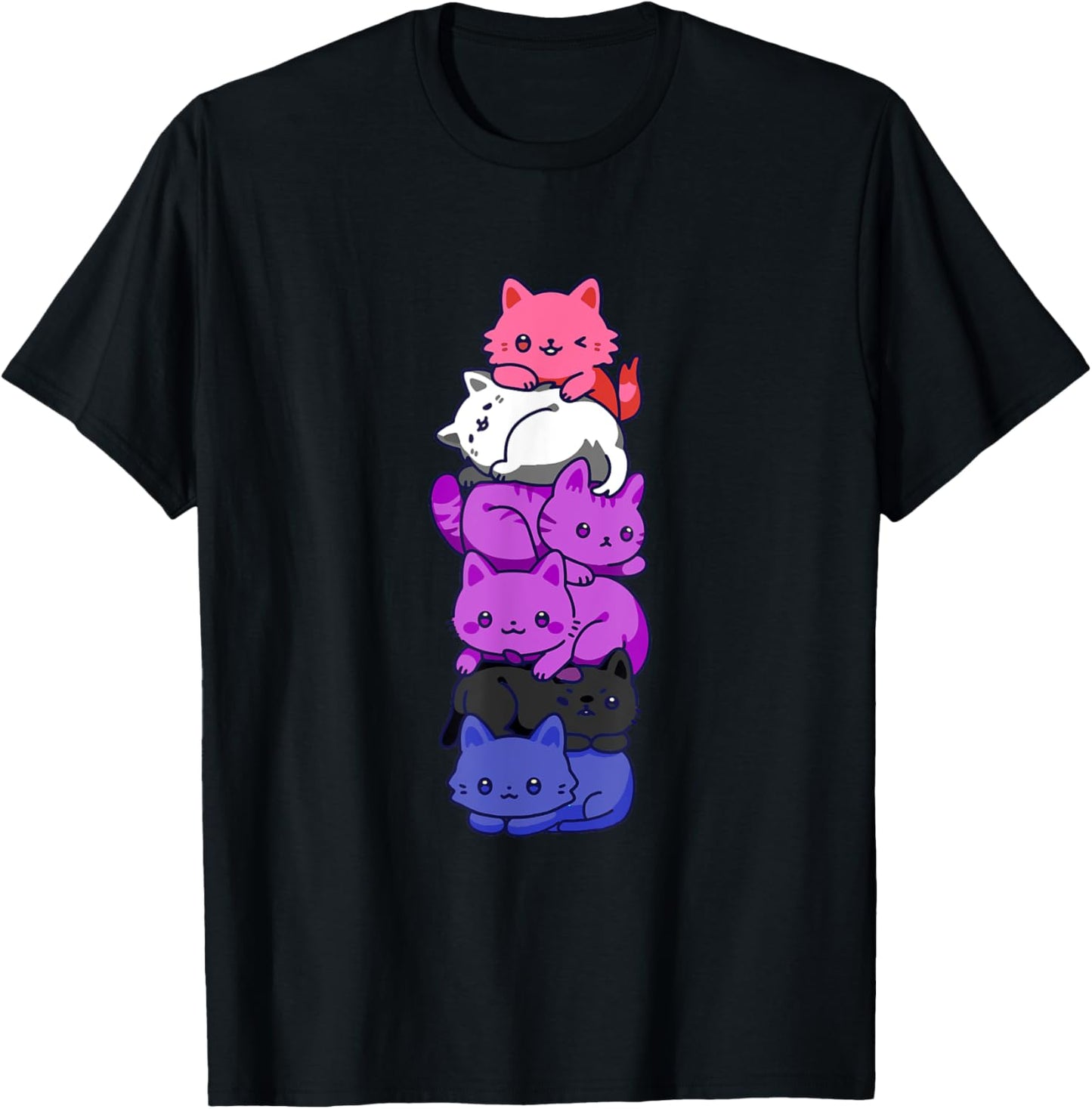 Genderfluid Pride Cat LGBT Gender Fluid Flag Cute Cats Pile T-Shirt