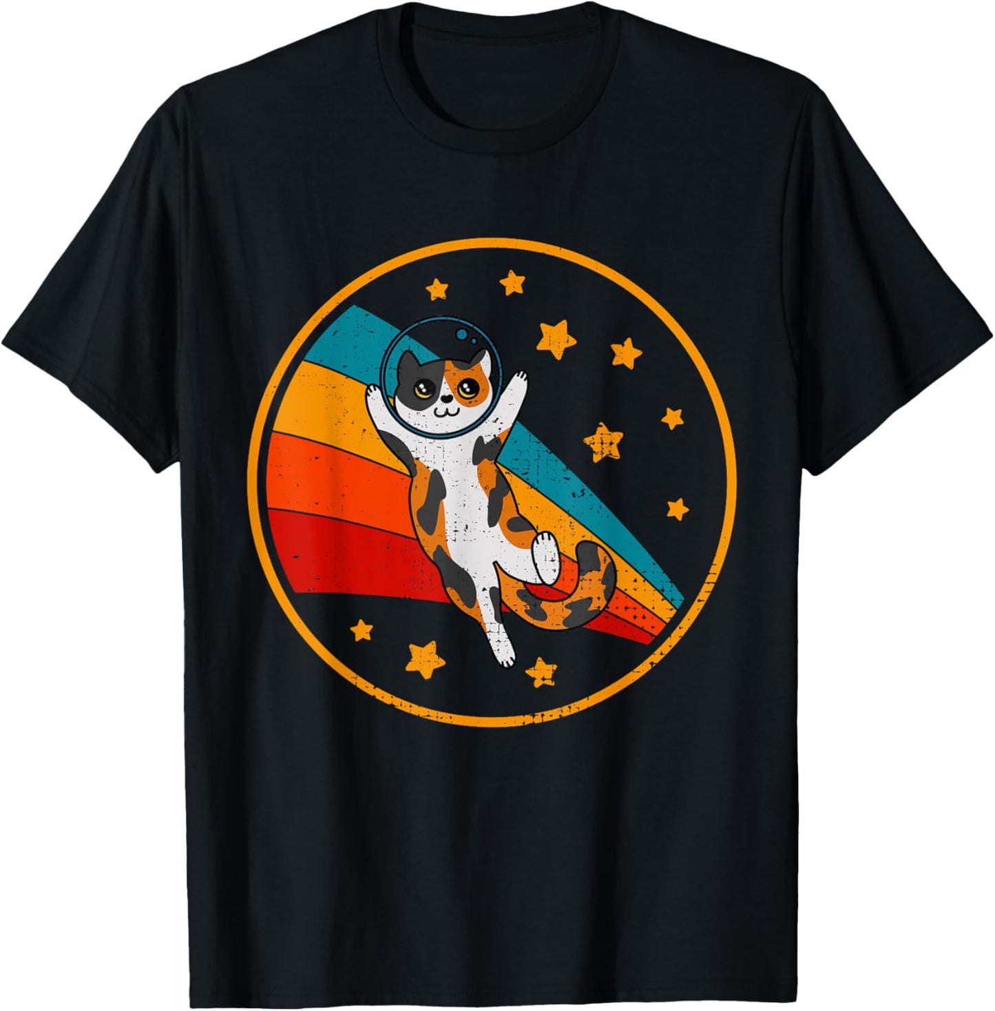Cute Vintage Calico Cat Retro Space Cat T-Shirt