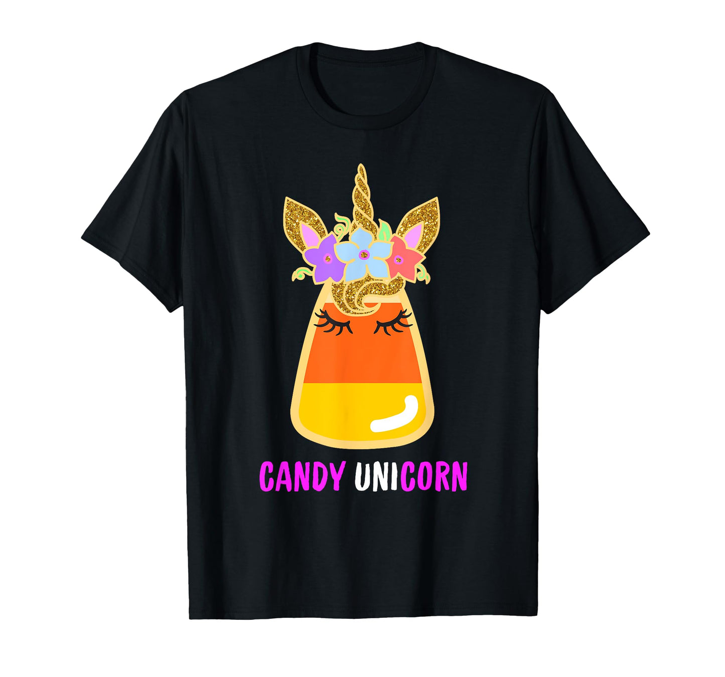 Candy Corn Unicorn Shirt, Halloween Unicorn for Girls T-Shirt